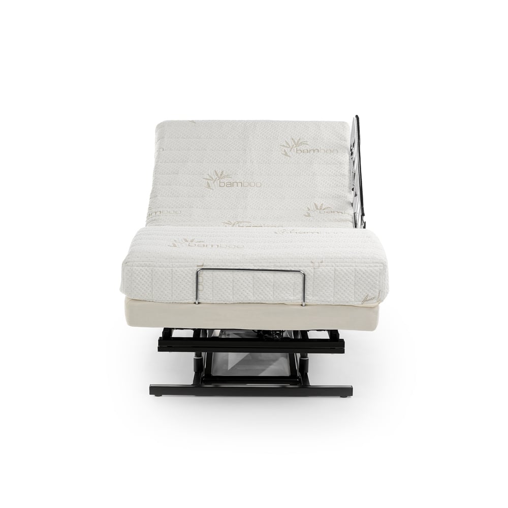 Supernal 3 back/side angle bed frame & mattress, left angle with rail